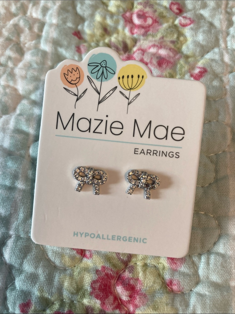 Silver Crystal Bow Stud Earrings - Sparkling Silver